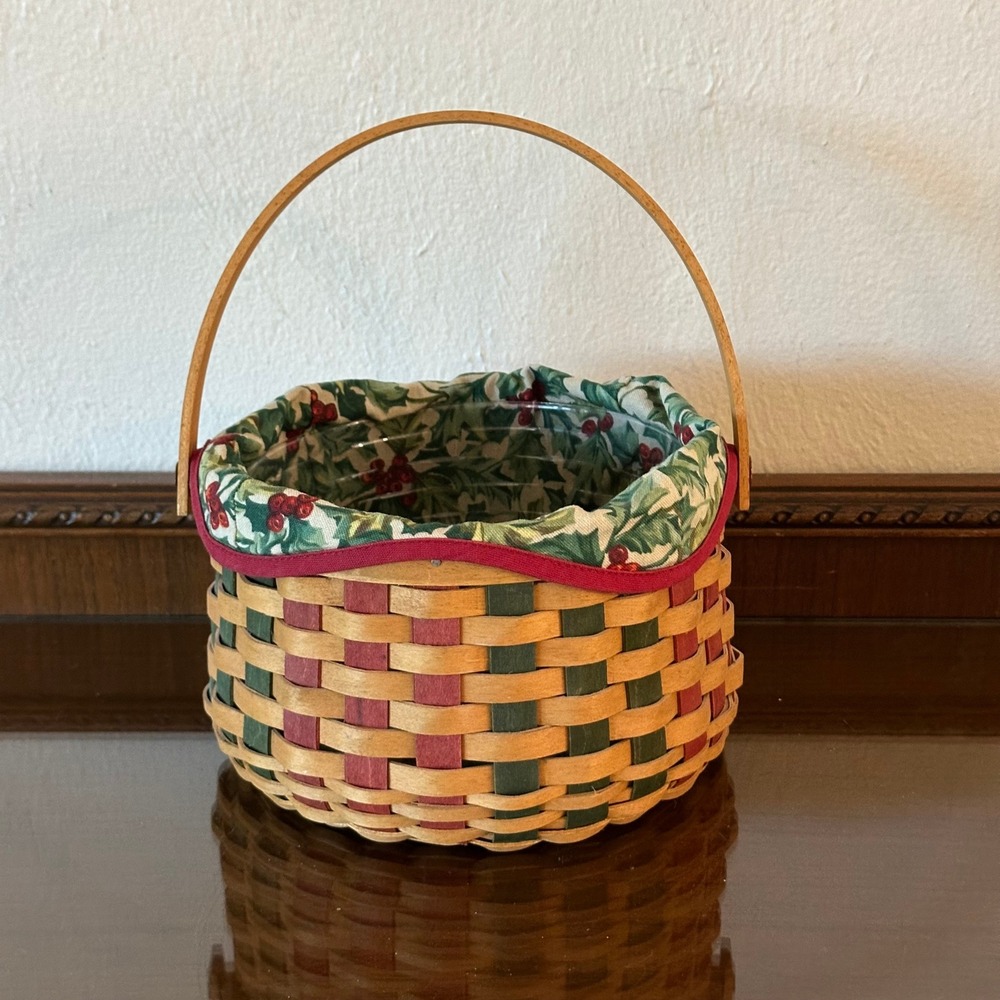 Longaberger 2003 Christmas Caroling Collection Basket Liner Protector Red Green